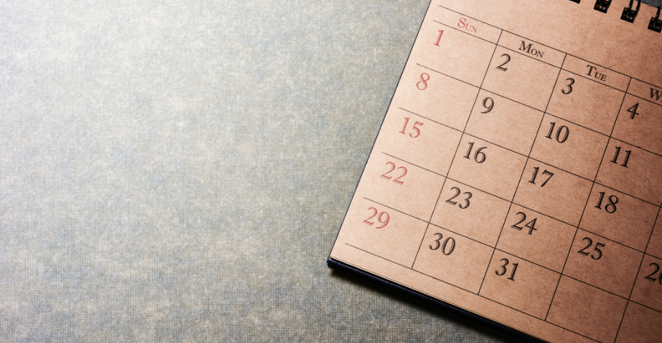 Paper calendar on a desk
