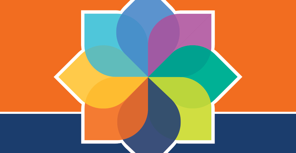 colorful graphic with petals used to illustrate the various dimensions of well-being.