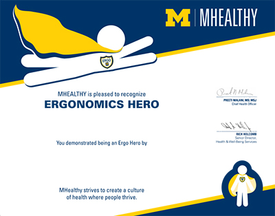 Picture of an Ergonomics Hero Award Certificate