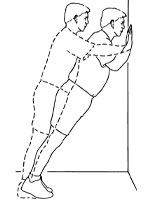 Illustration of man performing a wall pushup