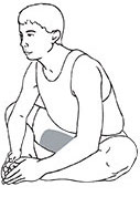 Illustration of person sitting performing a hamstring stretch