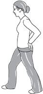 Illustration of woman performing the standing hip flexor stretch