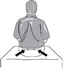 Illustration of a man sitting and performing the gluteal squeeze exercise