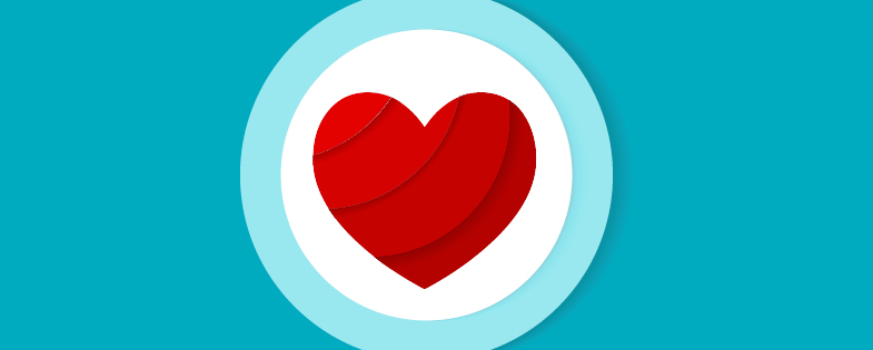 red heart on a blue background