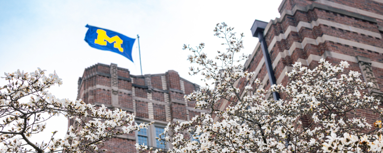 The Michigan Union on a spring afternoon.