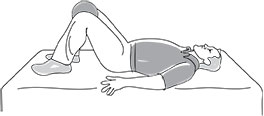 Illustration of a man laying down performing the Hip Adduction Exercise
