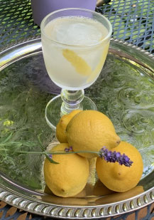 Lavender Lemon Spritzer on a tray