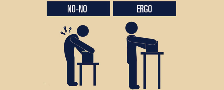 ergo man performing a task the right and wrong way