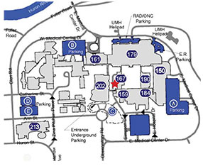 Map of Michigan Medicine showing parking