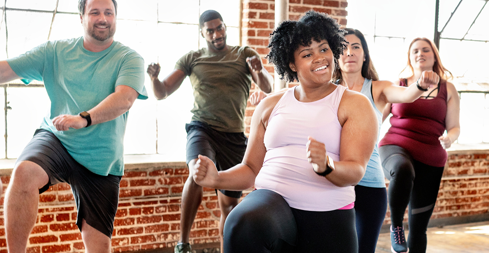 people exercising in a fitness class