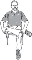 Illustration of man sitting performing the Seated Piriformis Stretch