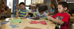 Preschool boys working on an art project