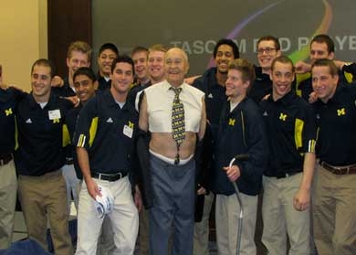 Newt Loken with the men's gymnastics team