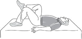 Illustration of a man performing the Supine Marching exercise