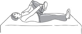 Illustration of a woman laying down performing the Supine Buttocks stretch
