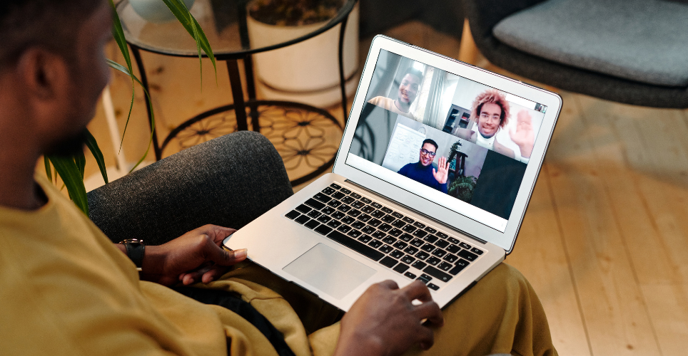 Person facing laptop on a zoom call